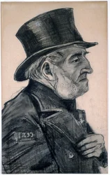 Ein Almosenhausmann mit Zylinder, 1882